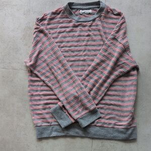 Velvet Men's Sweater in Gray and Pink Stripes